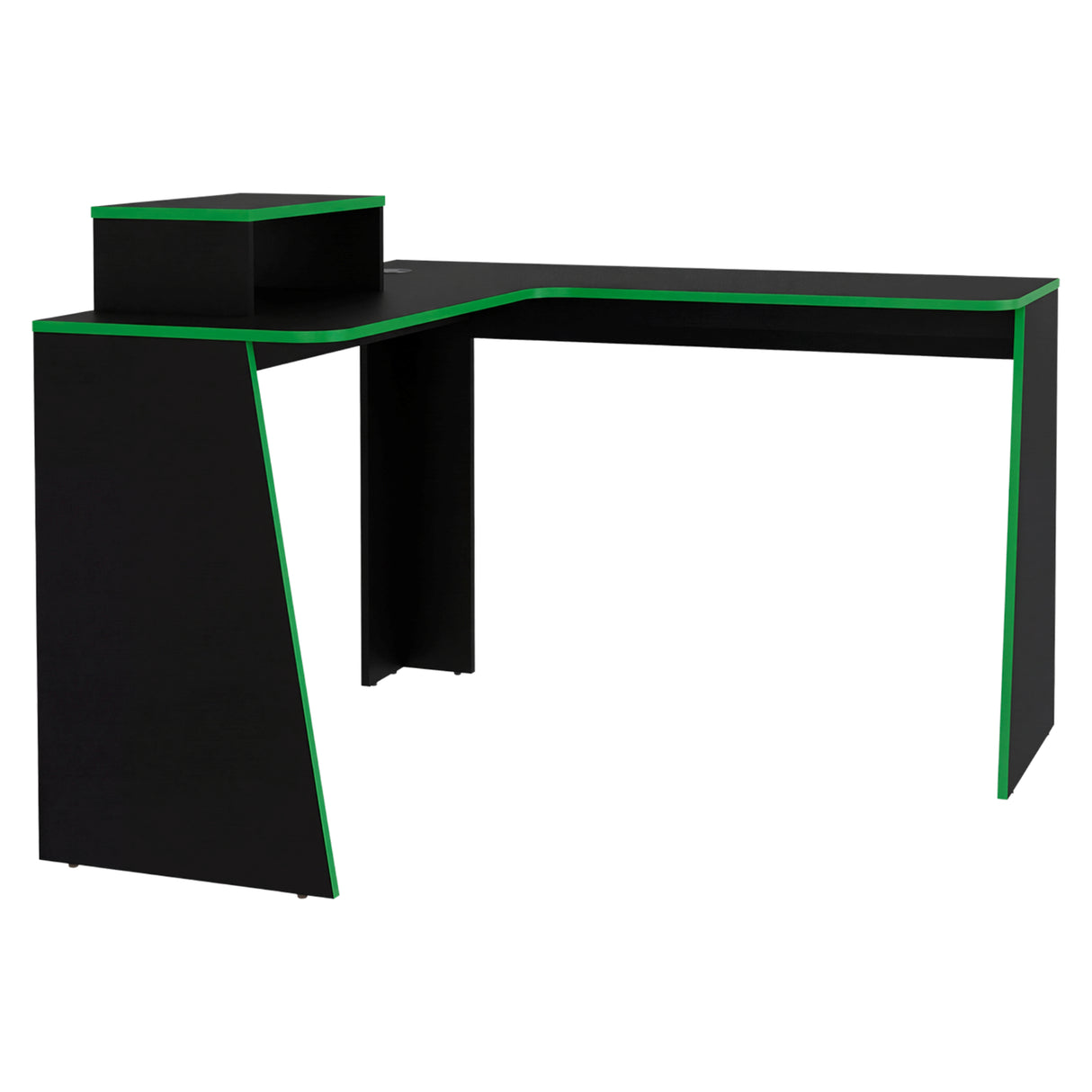 Escritorio en L Gamer Tokio Wengue y Verde 120x88.5cm Moderno