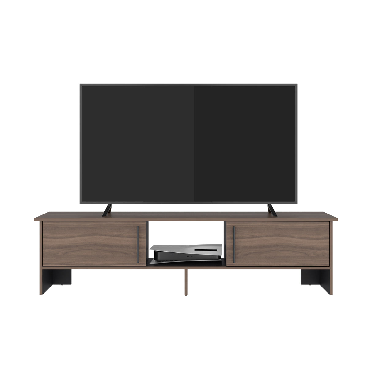 Rack de TV Dago Avellana y Wengue 160x41.8cm Para TV Hasta 65 Pulgadas con Un Compartimiento