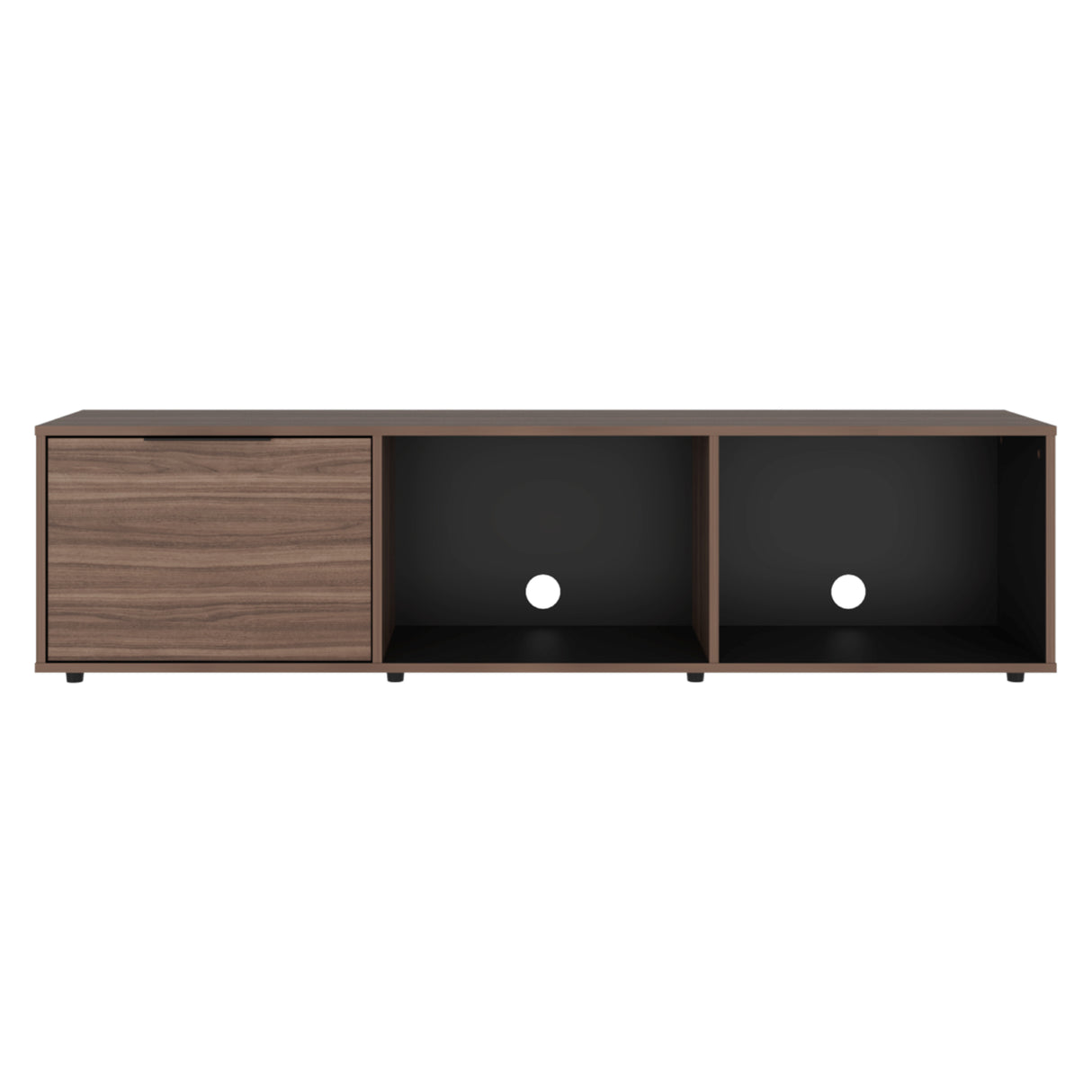 Rack de TV Dorne Avellana y Wengue 162x41.1cm Para TV Hasta 65 Pulgadas con Dos Compartimientos y con Ranura para Cables