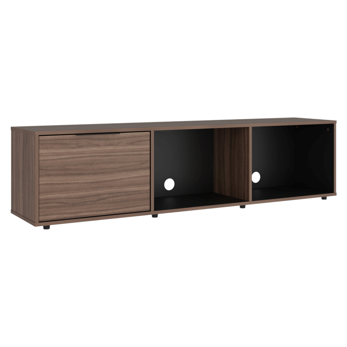 Rack de TV Dorne Avellana y Wengue 162x41.1cm Para TV Hasta 65 Pulgadas con Dos Compartimientos y con Ranura para Cables