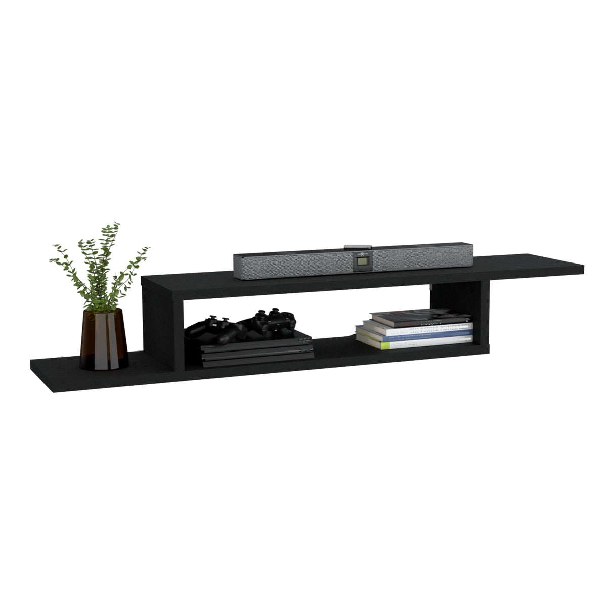 Rack de TV Dili Wengue 170x22.9cm Flotante Para TV Hasta 65 Pulgadas con Un Compartimiento