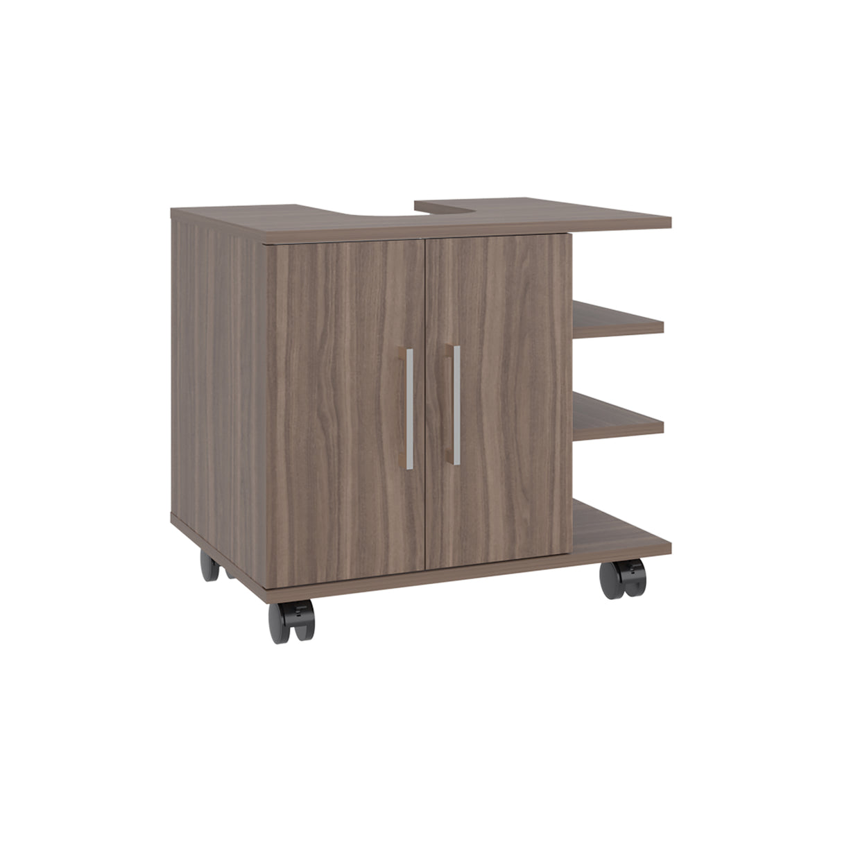 Mueble para Lavamanos Bath Avellana 55x50cm Individual sin Lavamanos con Una Puerta y con Ruedas