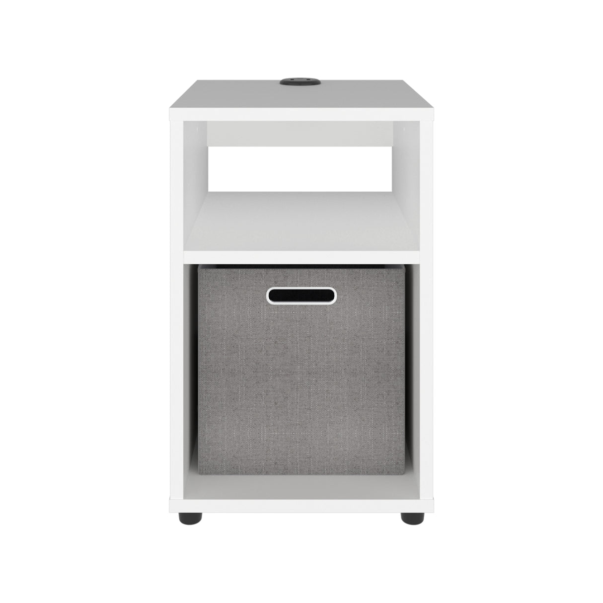 Mesa Auxiliar Mercer Blanco 30.4x48.4cm Rectangular con Dos Compartimientos y con Conector de Carga USB