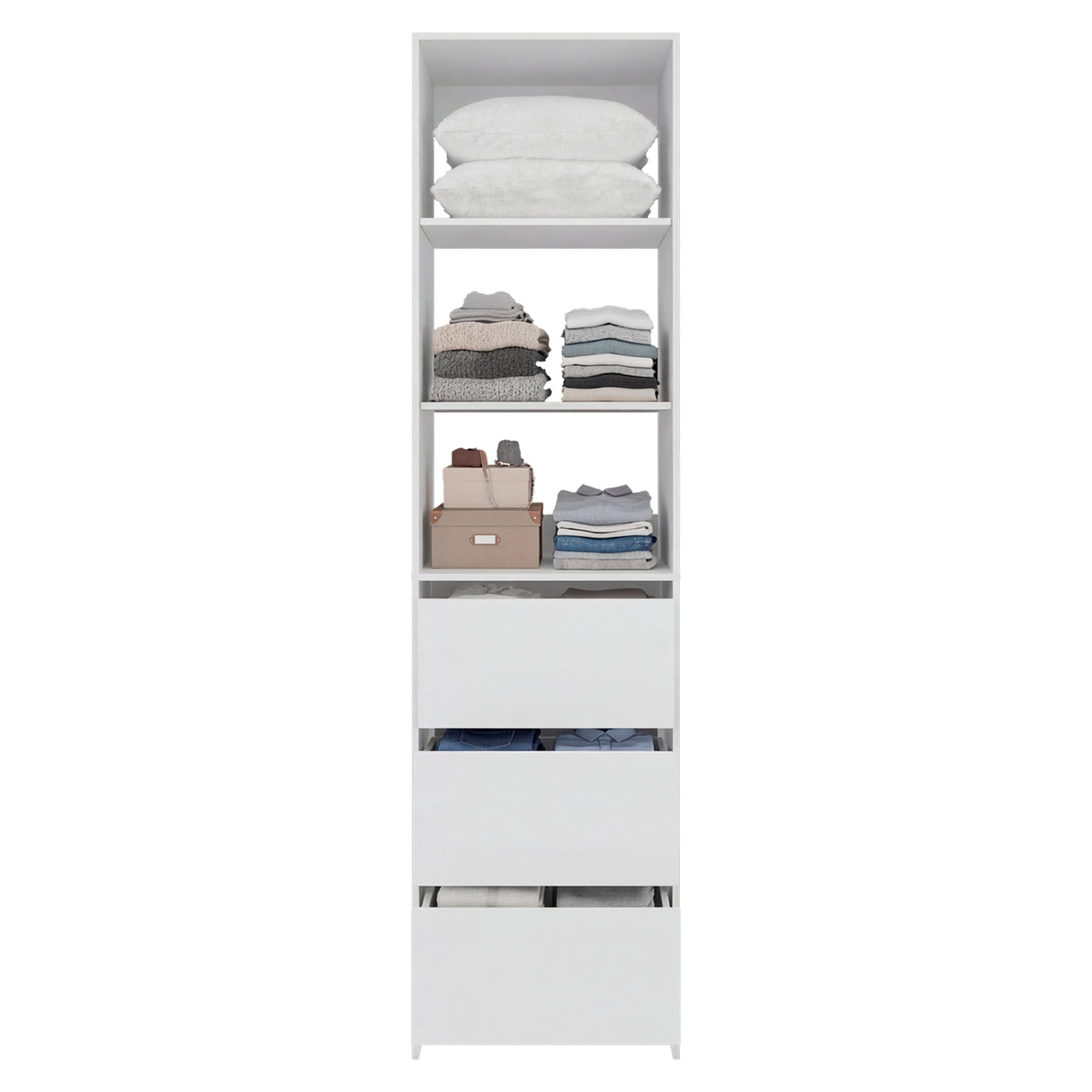 Closet Independiente Blanco 55.8x213.4cm con Tres Cajones y Tres Compartimientos