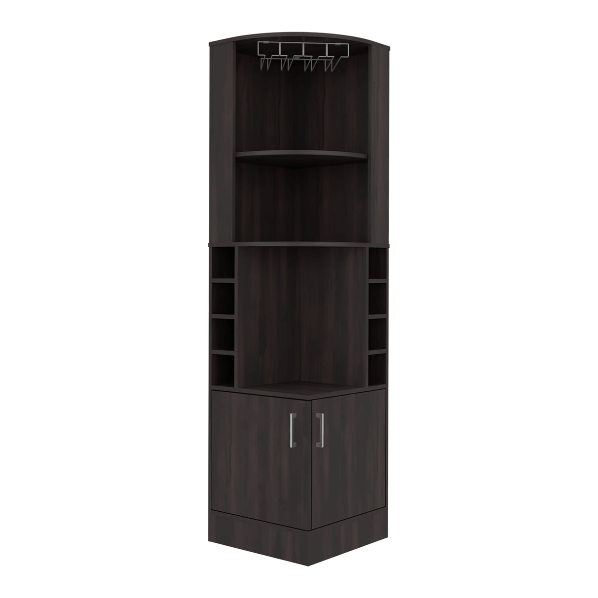 Bar Beijing Nogal 46.9x180.6cm con Tres Compartimientos y con Ocho Portabotellas