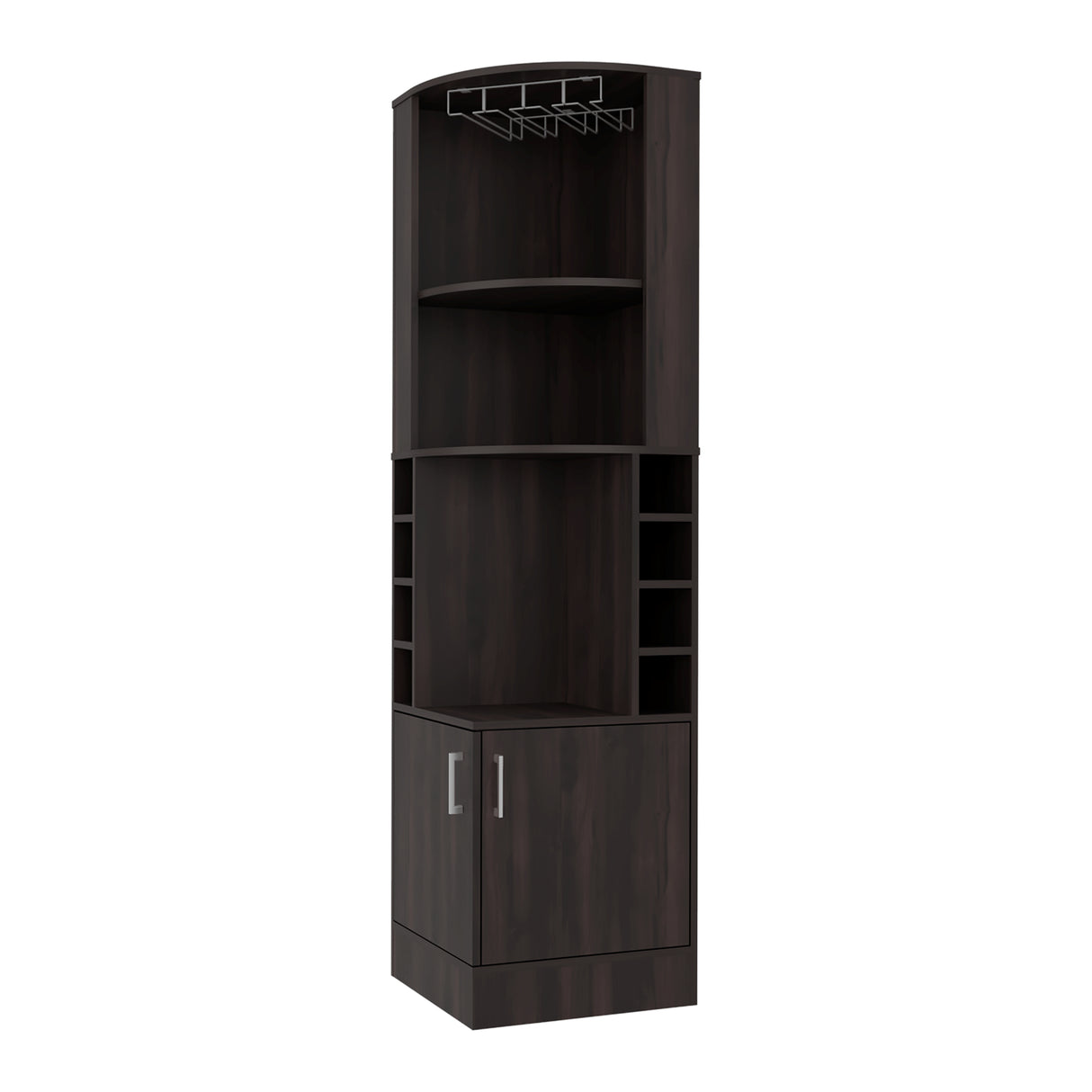 Bar Beijing Nogal 46.9x180.6cm con Tres Compartimientos y con Ocho Portabotellas