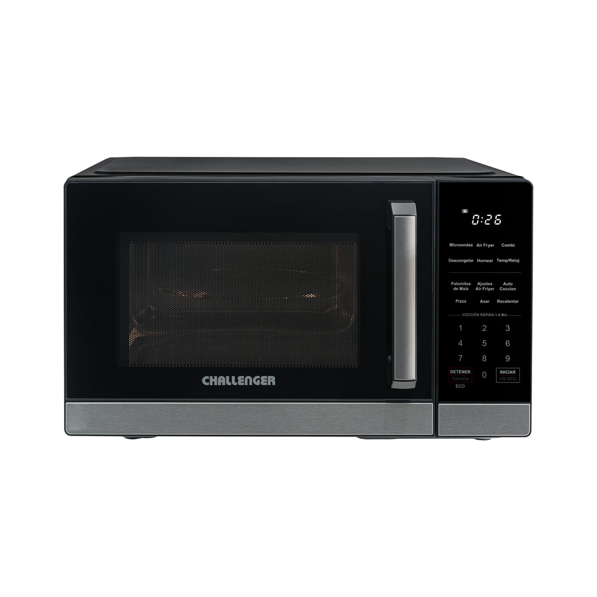 Horno Microondas Challenger Negro 49.5x29cm de 28 Litros con Función Airfryer