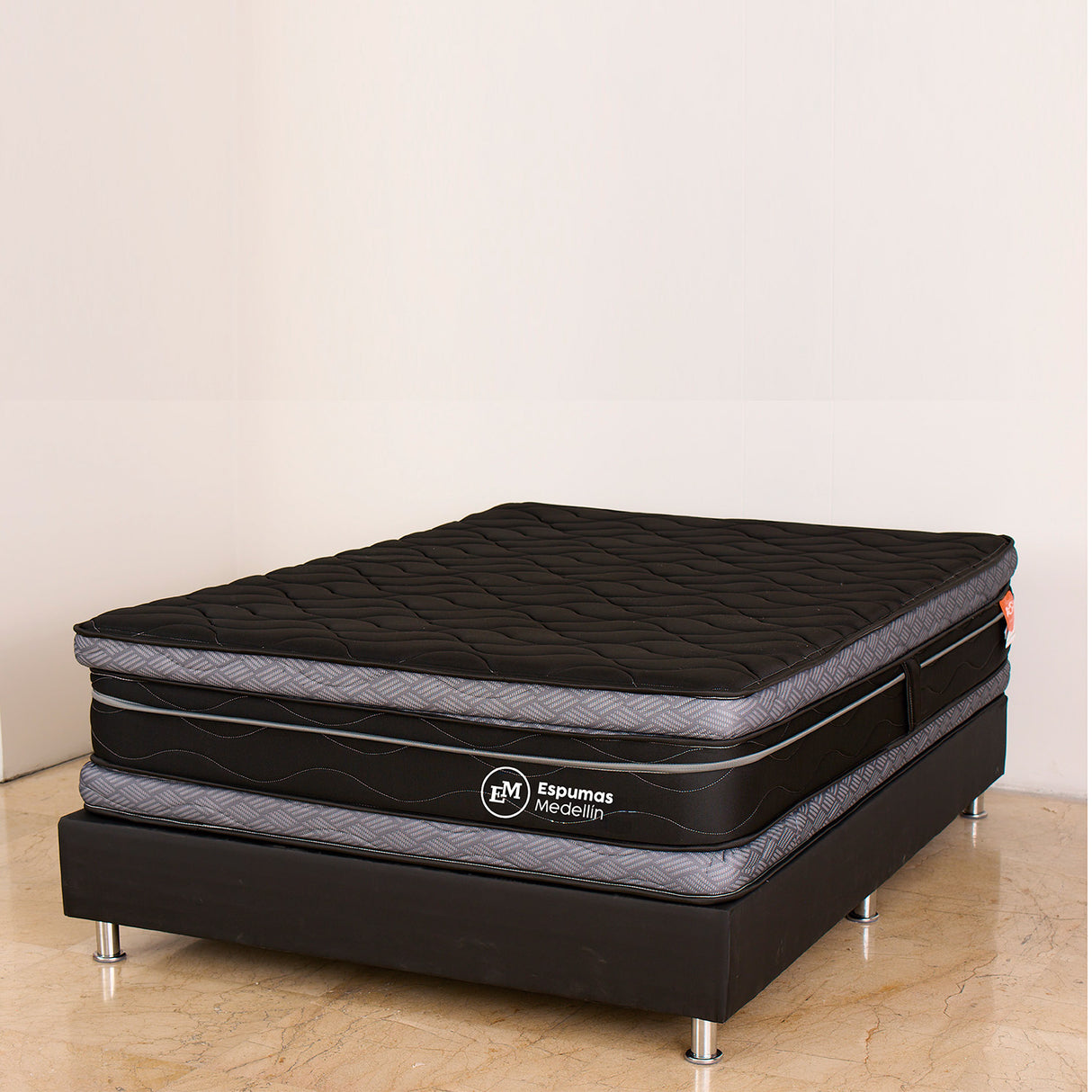 Colchón Cañaveral Negro y Gris Doble 140 X 190 Cm Ortopedico Medio Firme de Espuma y Doble Faz