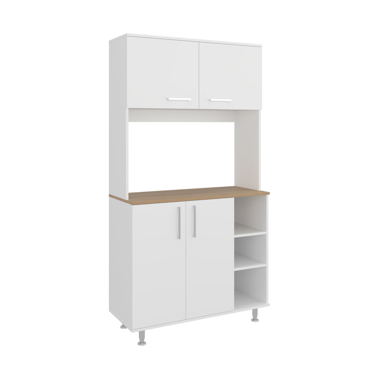 Alacena Blanco y Fresno Europeo 95x180cm con Cuatro Puertas