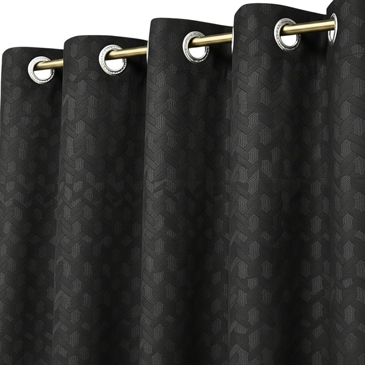 Cortina Jacquard Premium Negro 270x200cm Acústica de Figuras Geometricas