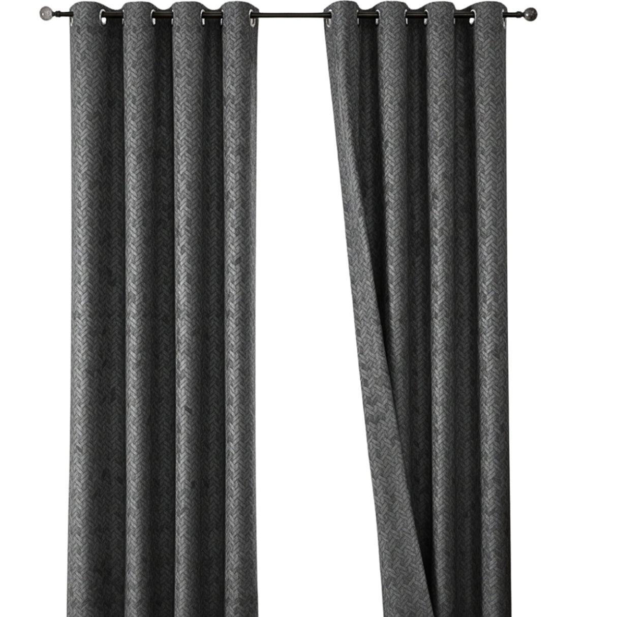 Cortina Jacquard Premium Gris Oscuro 270x200cm Acústica de Figuras Geometricas