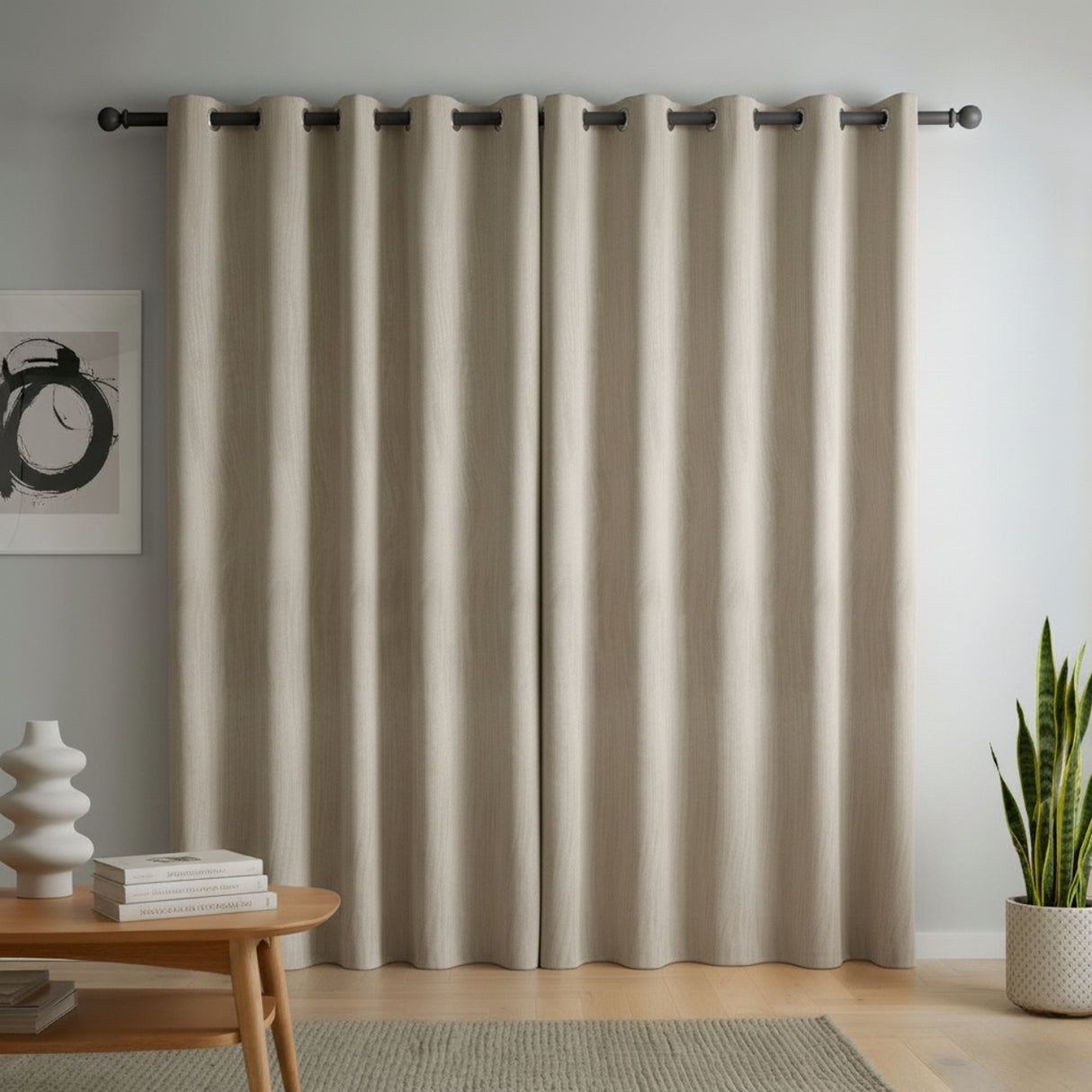 Cortina Blackout Beige Oscuro 280x220cm Doble Faz Acústica de Lineas