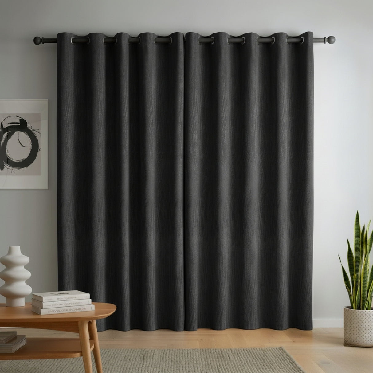 Cortina Blackout Gris Oscuro 280x220cm Doble Faz Acústica de Lineas