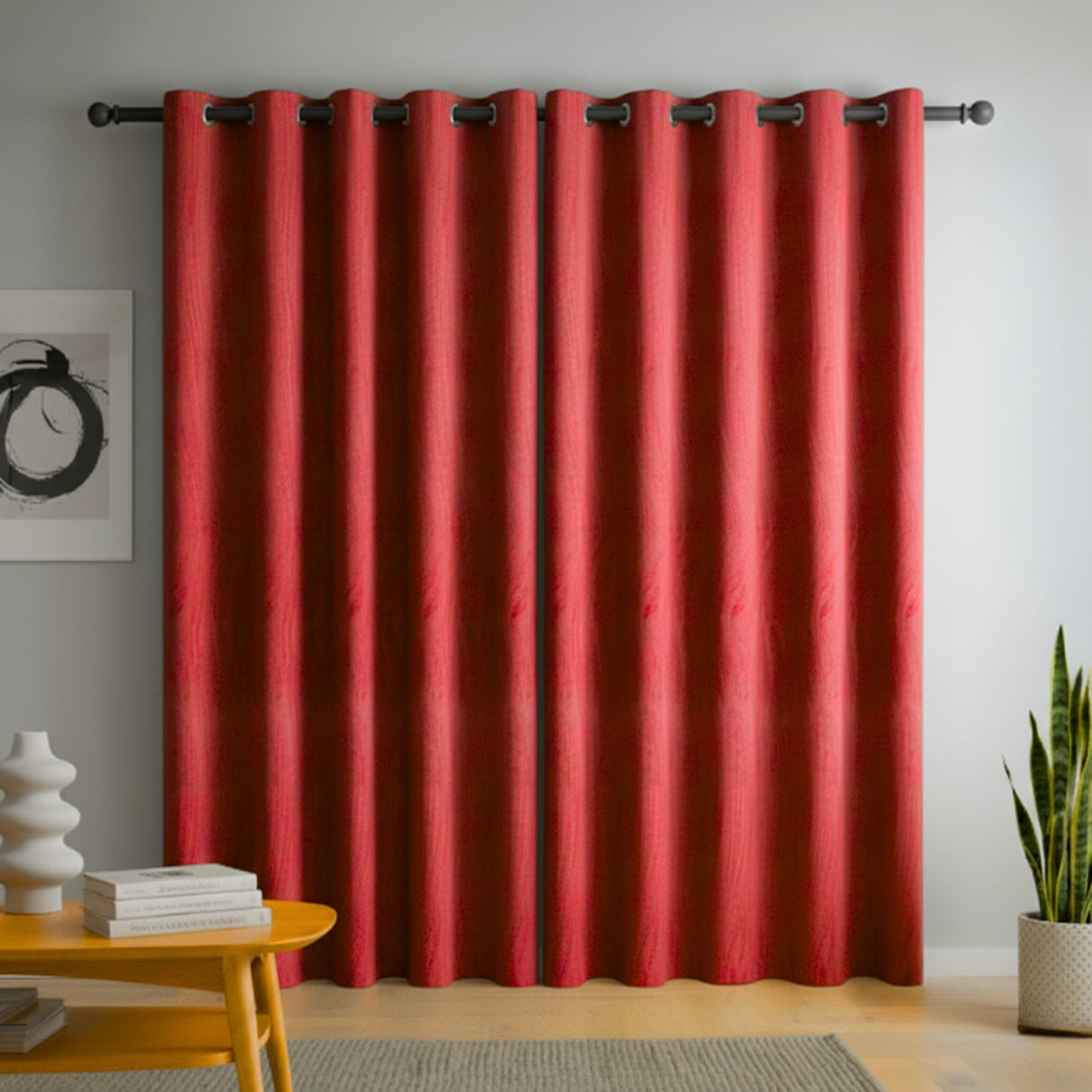 Cortina Blackout Rojo 280x220cm Doble Faz Acústica de Lineas