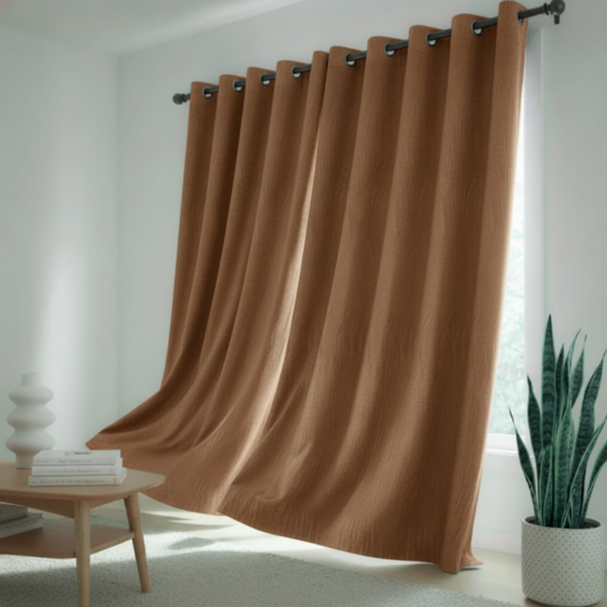 Juego de Cortinas Blackout Marrón 280x220cm Doble Faz de Lineas