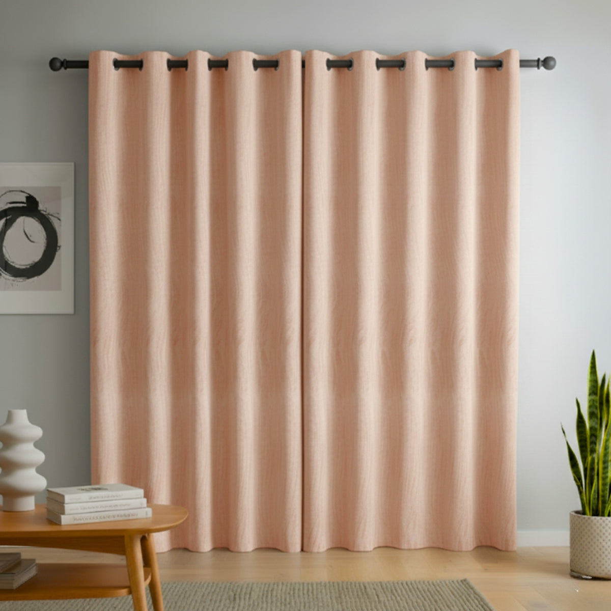 Juego de Cortinas Blackout Melocotón 280x220cm Doble Faz de Líneas