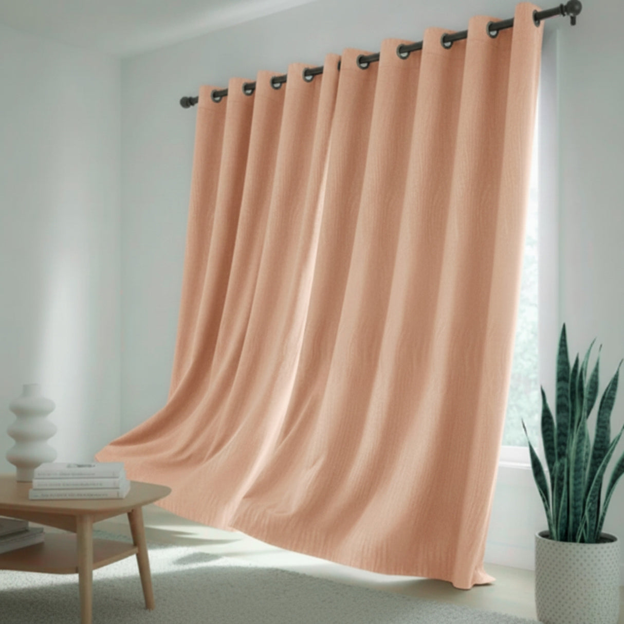 Cortina Blackout Melocotón 280x220cm Doble Faz Acústica de Lineas