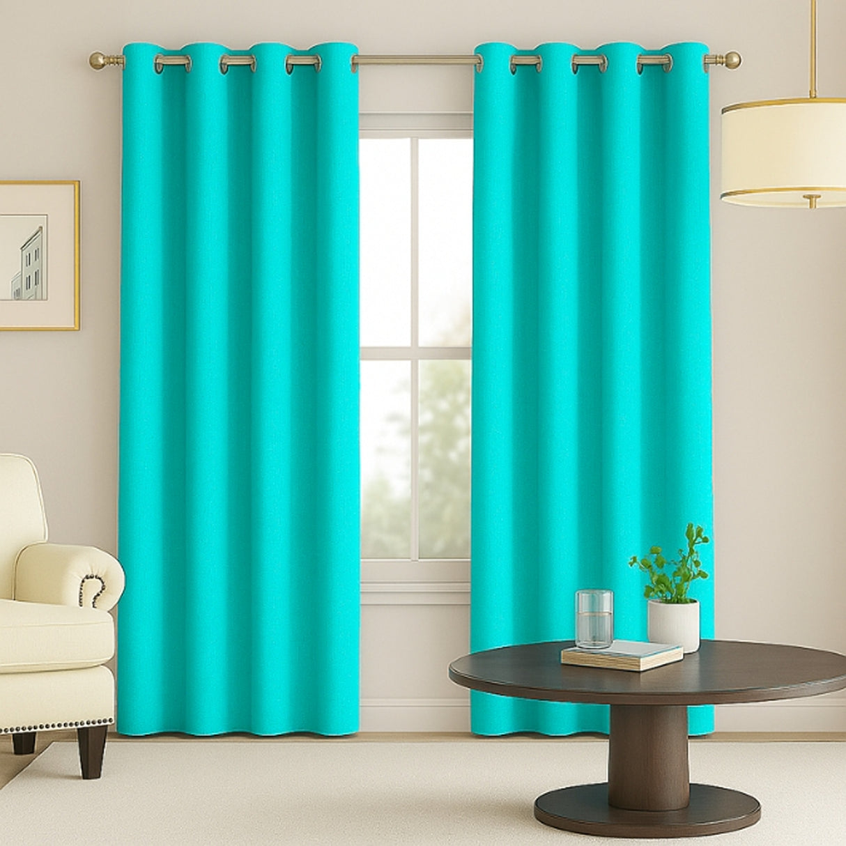 Cortina Semiblackout Aguamarina 270x200cm Doble Faz Fondo Entero