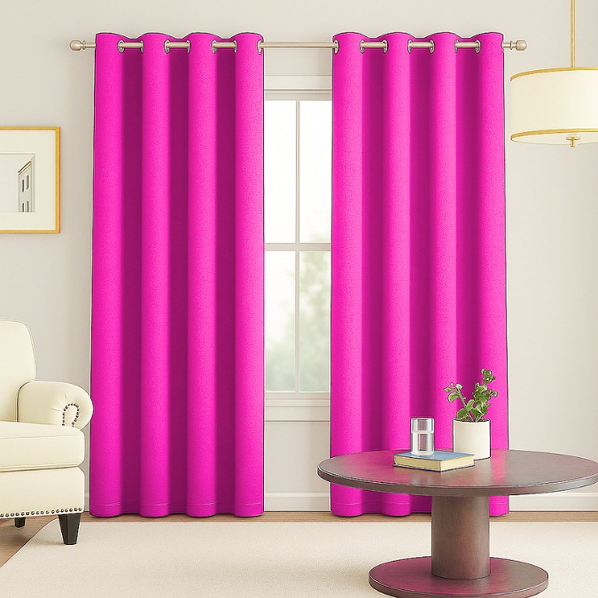 Cortina Semiblackout Fucsia 270x200cm Doble Faz Fondo Entero