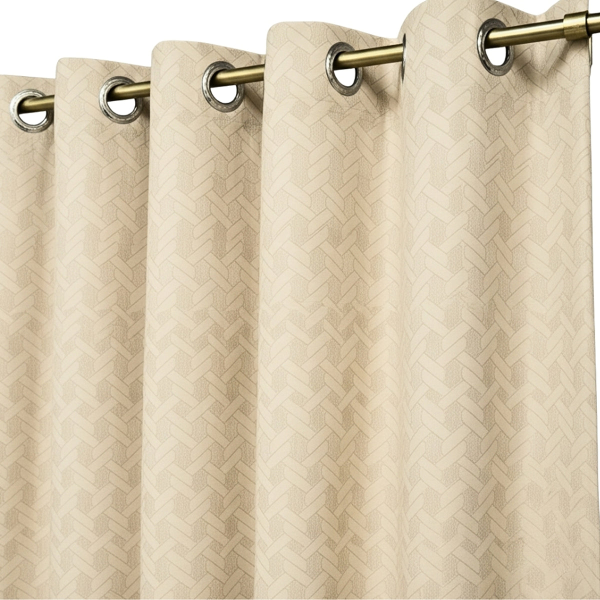 Juego de Cortinas Jacquard Premium Beige Claro 270x200cm de Figuras Geometricas