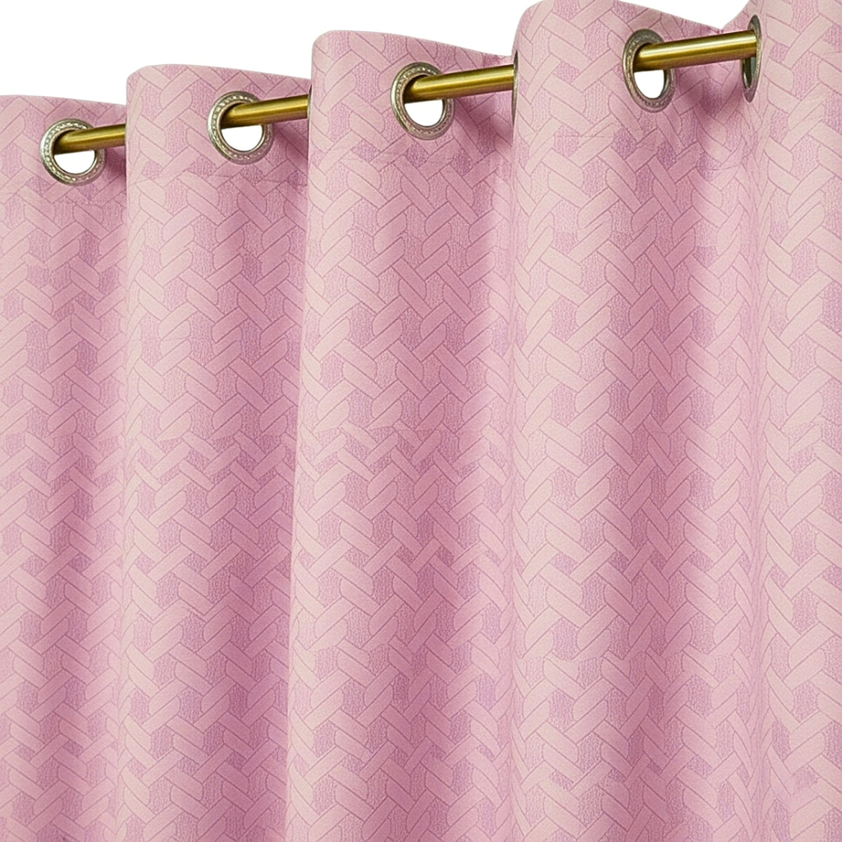 Juego de Cortinas Jacquard Premium Rosa 270x200cm de Figuras Geometricas