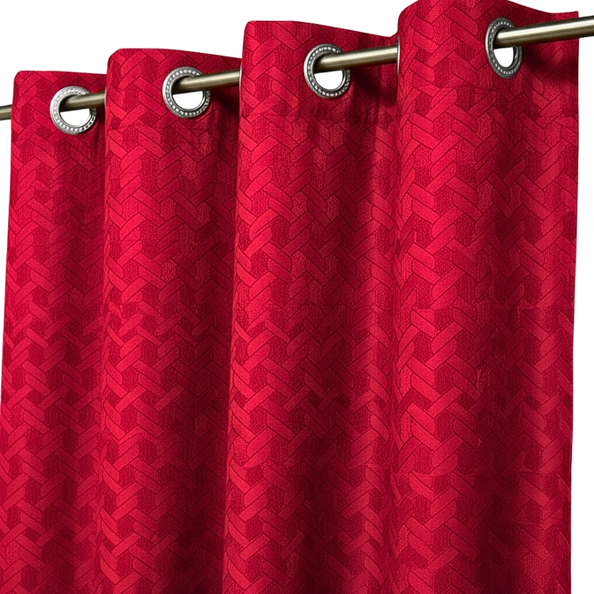 Cortina Jacquard Tradicional Premium Rojo 270x200cm Acústica de Figuras Geometricas