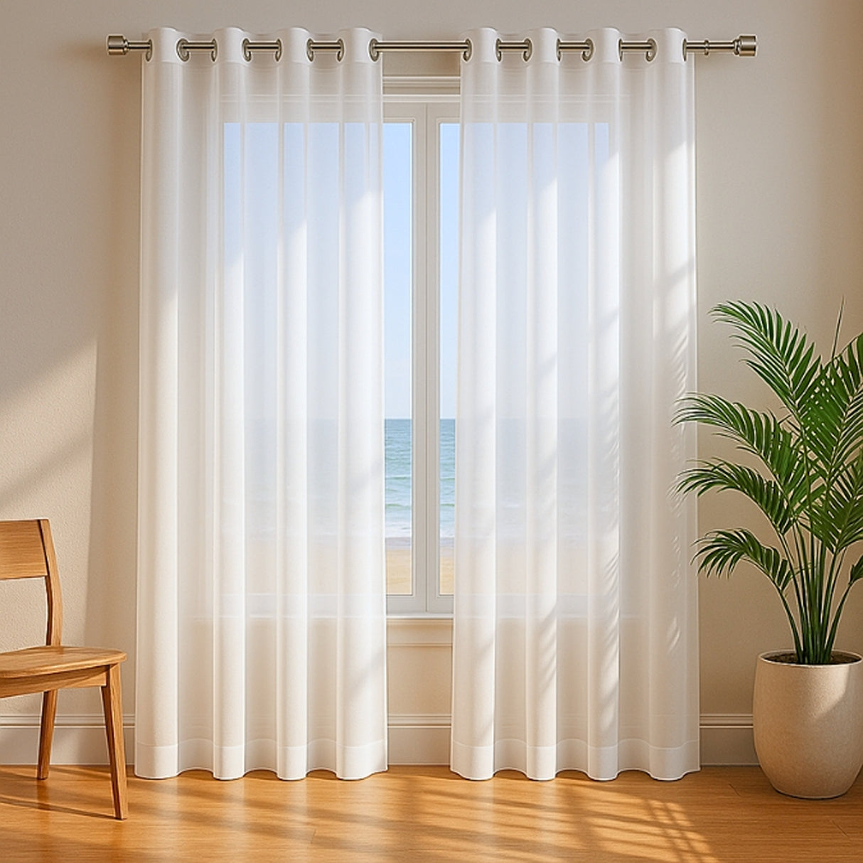 Velo Argollado Blanco 270x220cm Doble Faz Fondo Entero