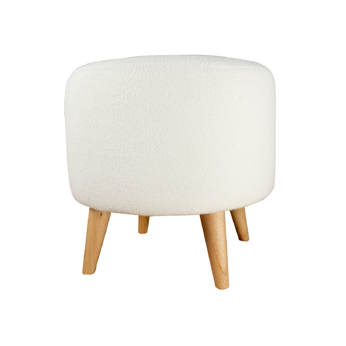 Sala Boom Ovejo Almendra y Blanco 170x72cm con Un Sofá Un Puff y Una Mesa de Centro