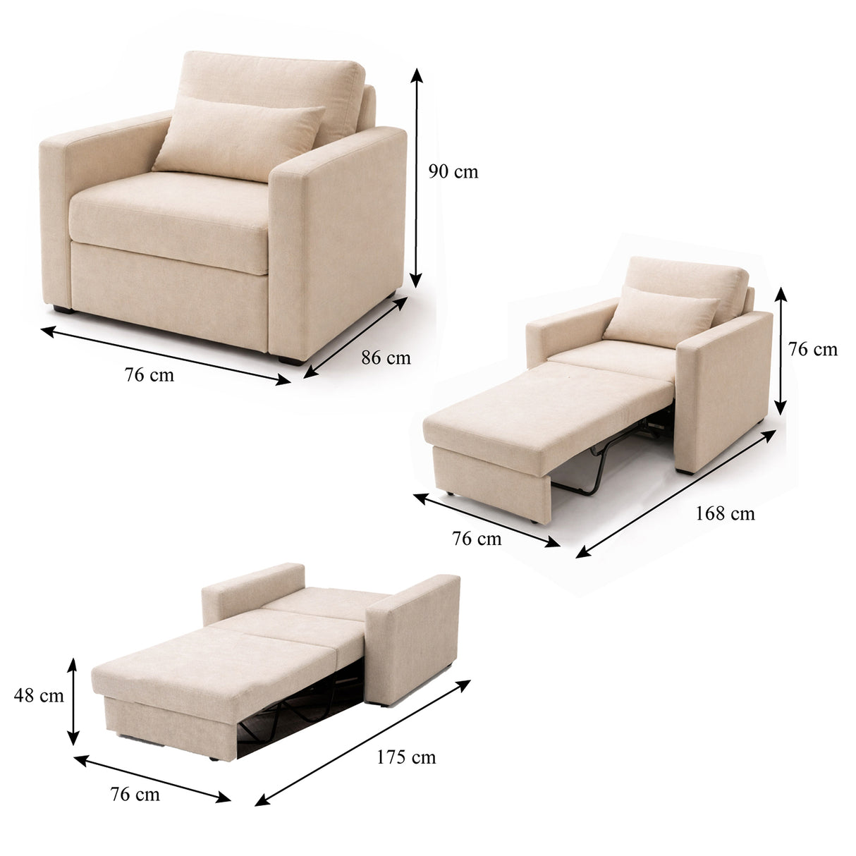 Sala Beige y Amaretto 76x90cm con Una Poltrona Reclinable Un Puff y Una Mesa de Centro