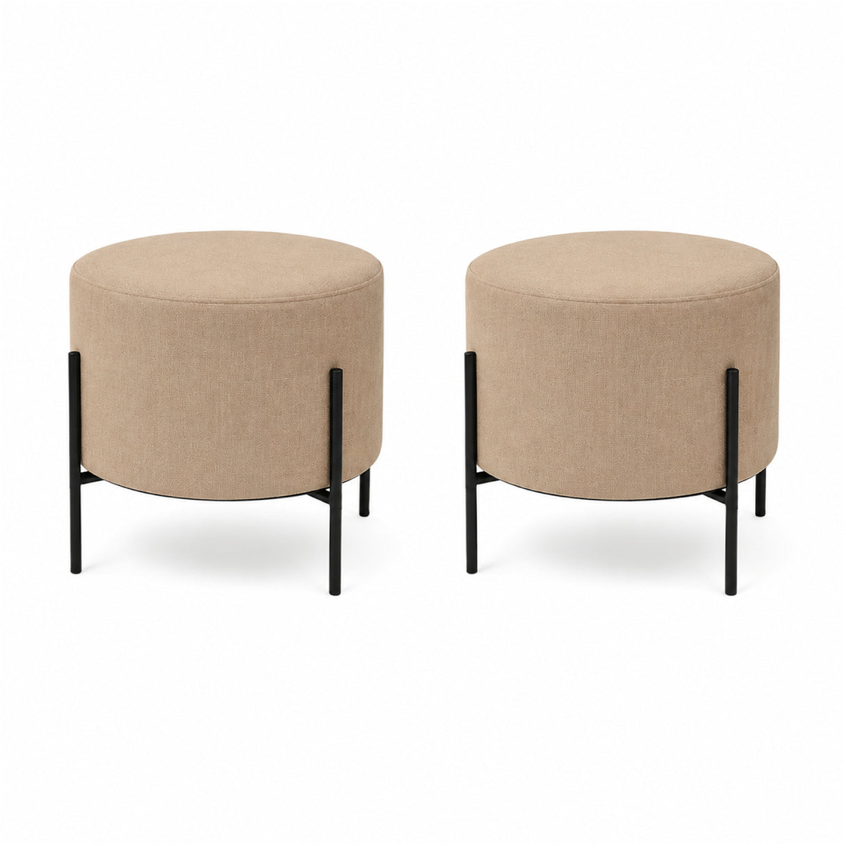 Set X 2 Puffs Dubai Beige 40x40cm de Un Puesto sin Apoya Brazos