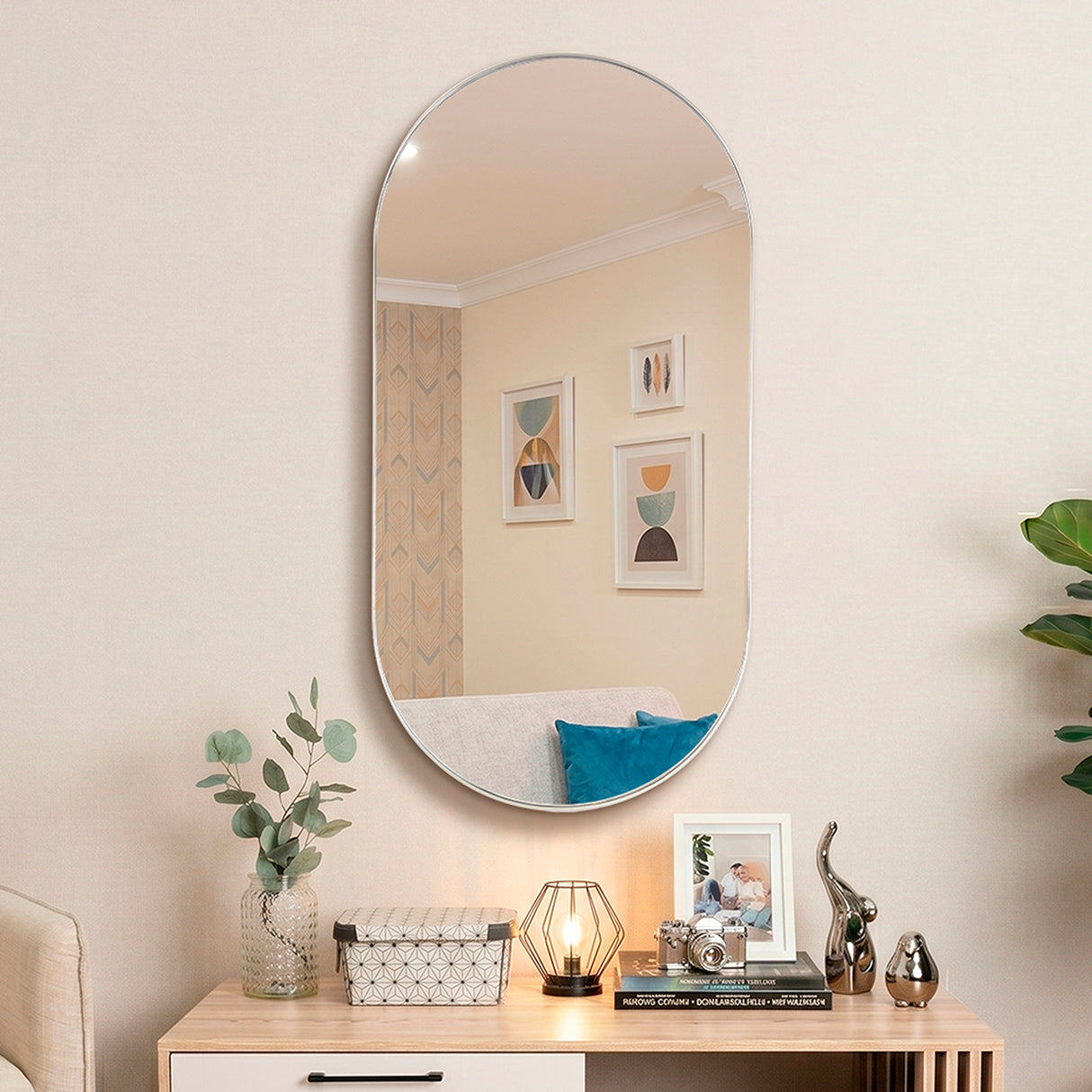 Espejo de Pared Rainbow Capri 50x100cm Ovalado con Marco En PVC