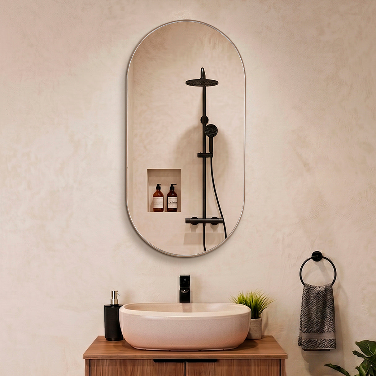 Espejo de Pared Rainbow Amber 50x100cm Ovalado con Marco En PVC