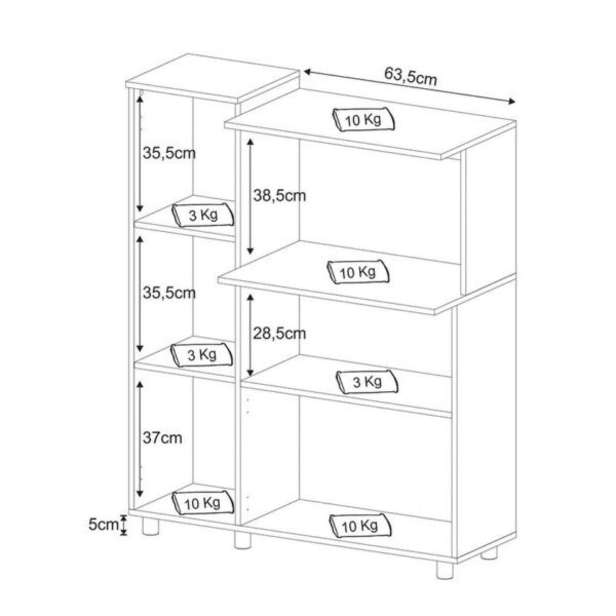 Alacena Niza Blanco 96.5x119cm con Tres Puertas y con Patas