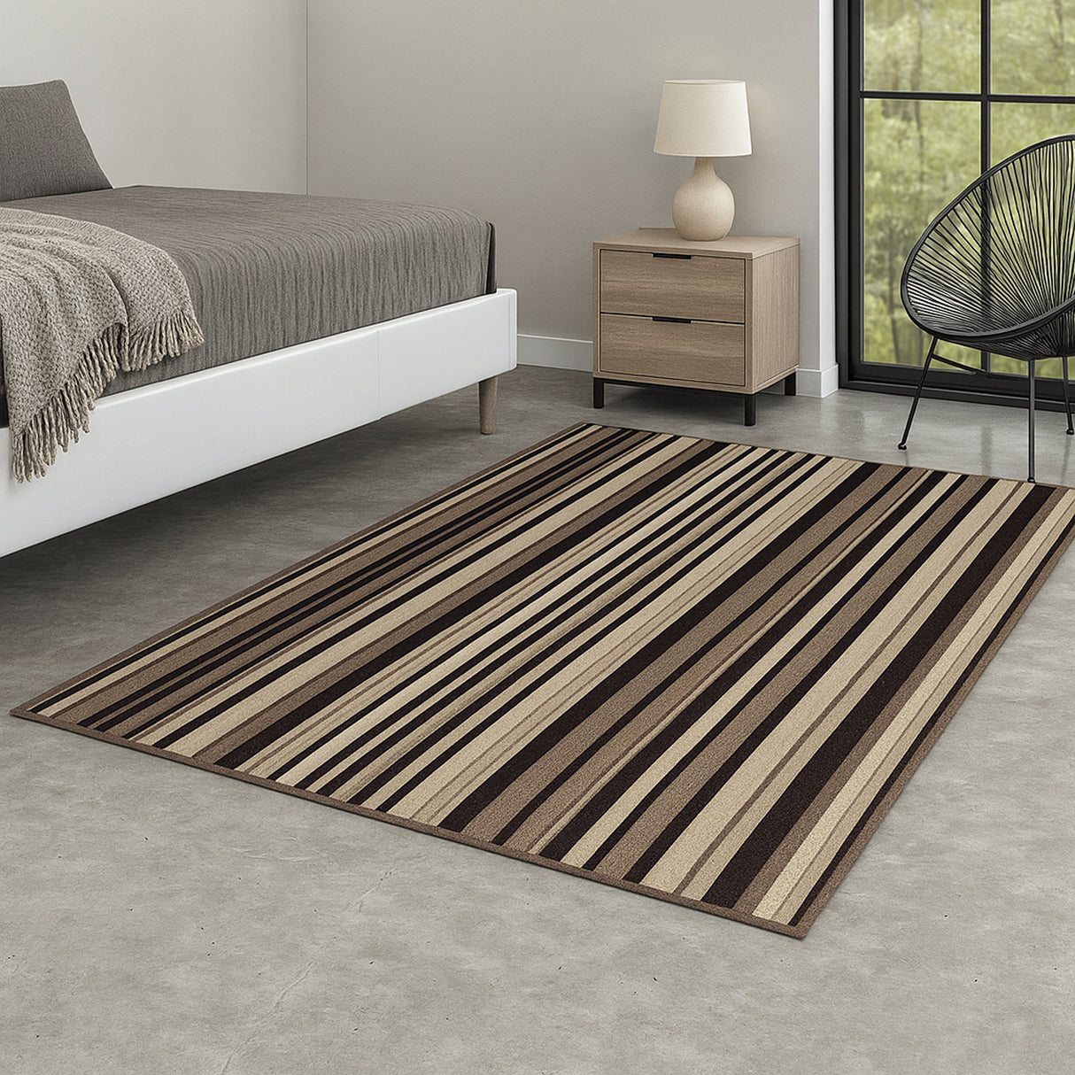 Alfombra Newark Café y Multicolor 150x100cm Rectangular Suave para Dormitorio de Lineas