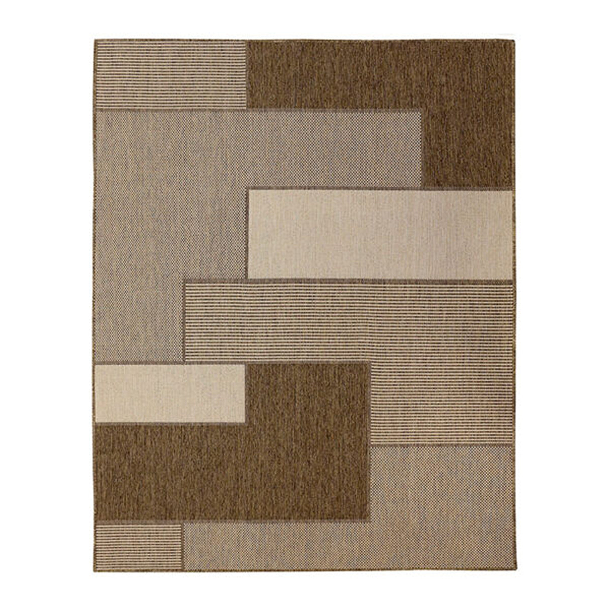 Alfombra Dover Café Oscuro y Cafe Claro 150x100cm Rectangular Suave para Sala De Estar de Cuadros Y Rectangulos
