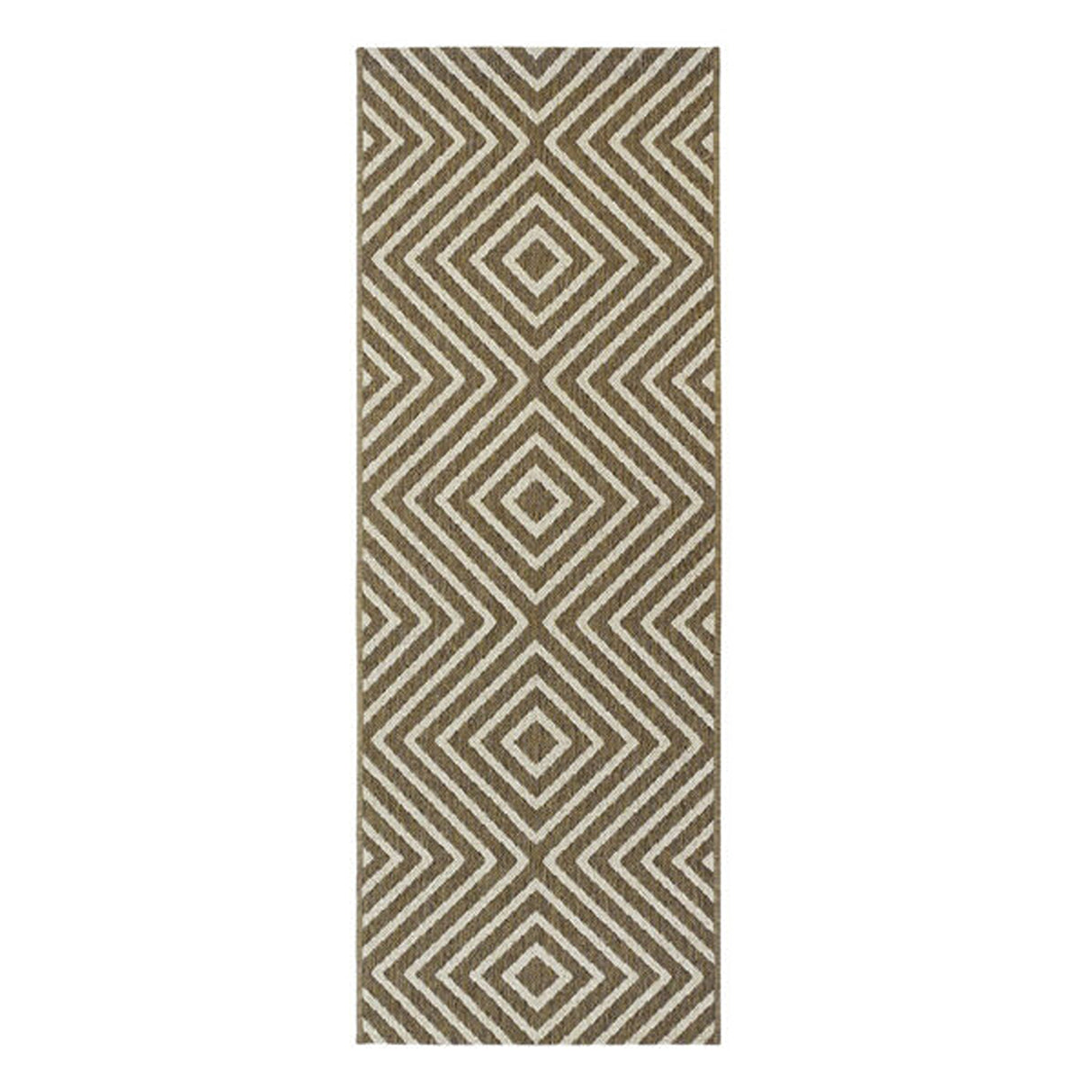Alfombra Dover Café Oscuro y Cafe Claro 180x66cm Rectangular Suave para Cocina de Rombos
