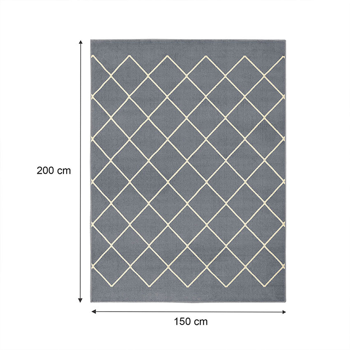 Alfombra Maryland Azul Grisaceo 200x150cm Rectangular Suave para Sala De Estar de Rombos