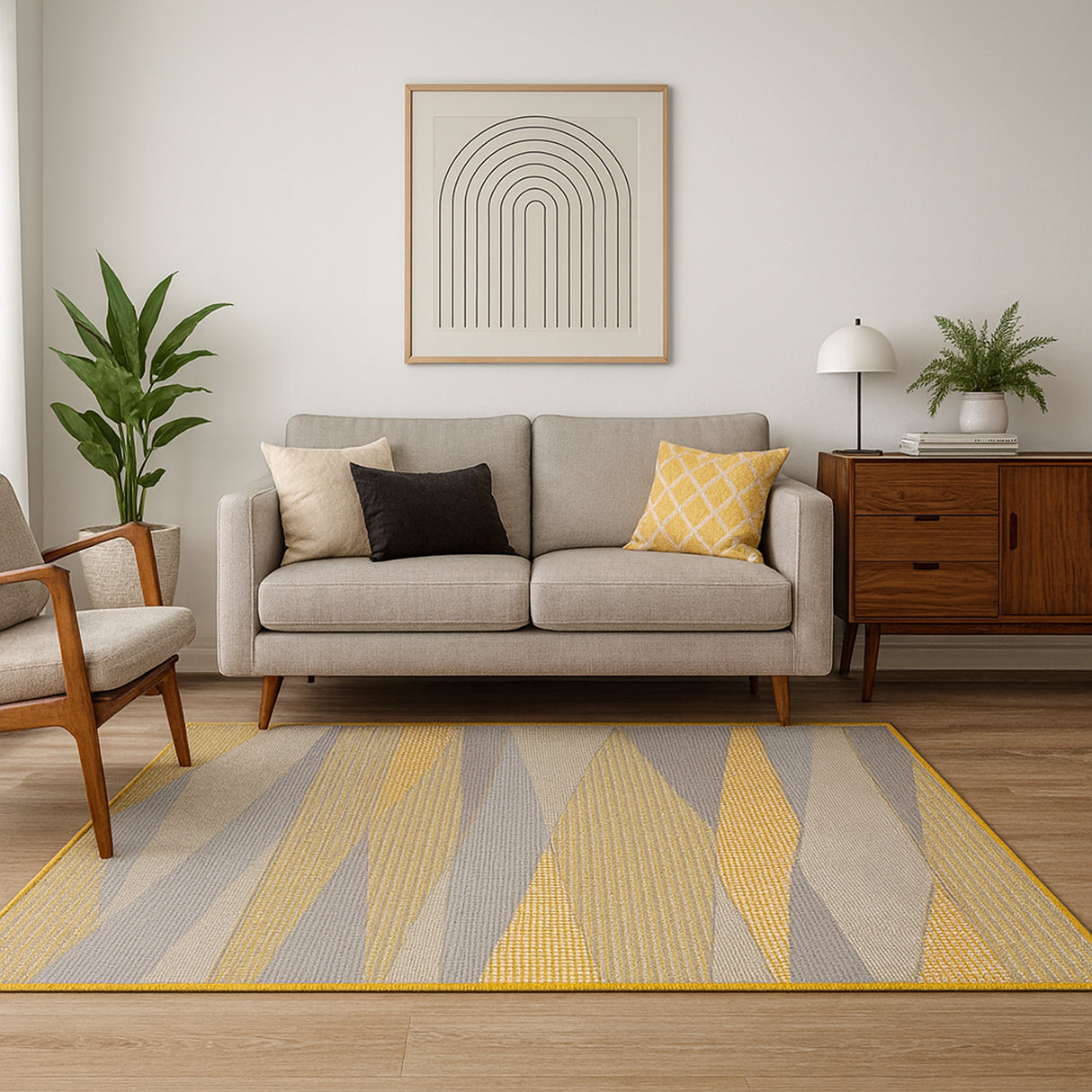 Alfombra Colors Café y Amarillo 150x100cm Rectangular Suave para Sala De Estar de Figuras Abstractas