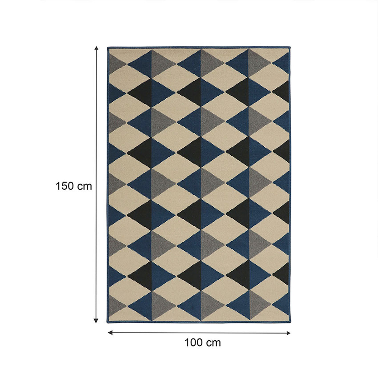 Alfombra Oregon Azul y Negro 150x100cm Rectangular Suave para Banho de Rombos