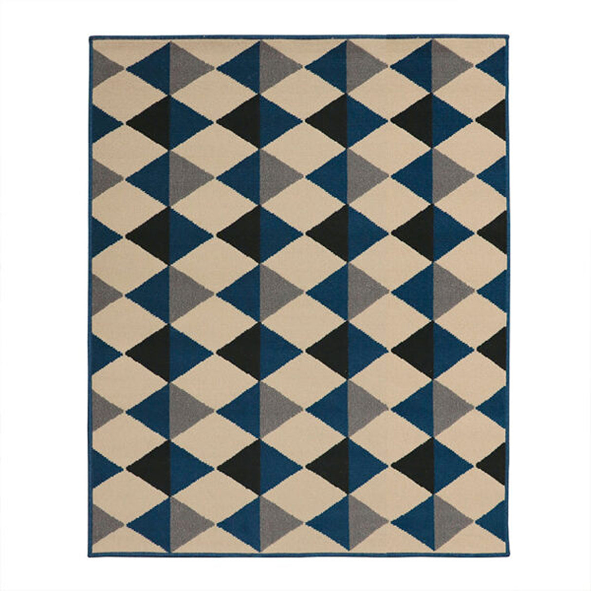 Alfombra Oregon Azul y Negro 250x200cm Rectangular Suave para Dormitorio de Rombos