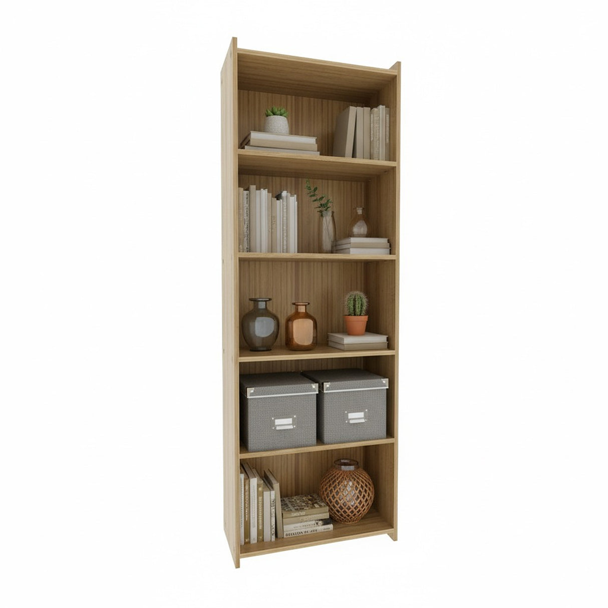 Biblioteca Paris Almendra 56.4x165.3cm con Cinco Entrepaños