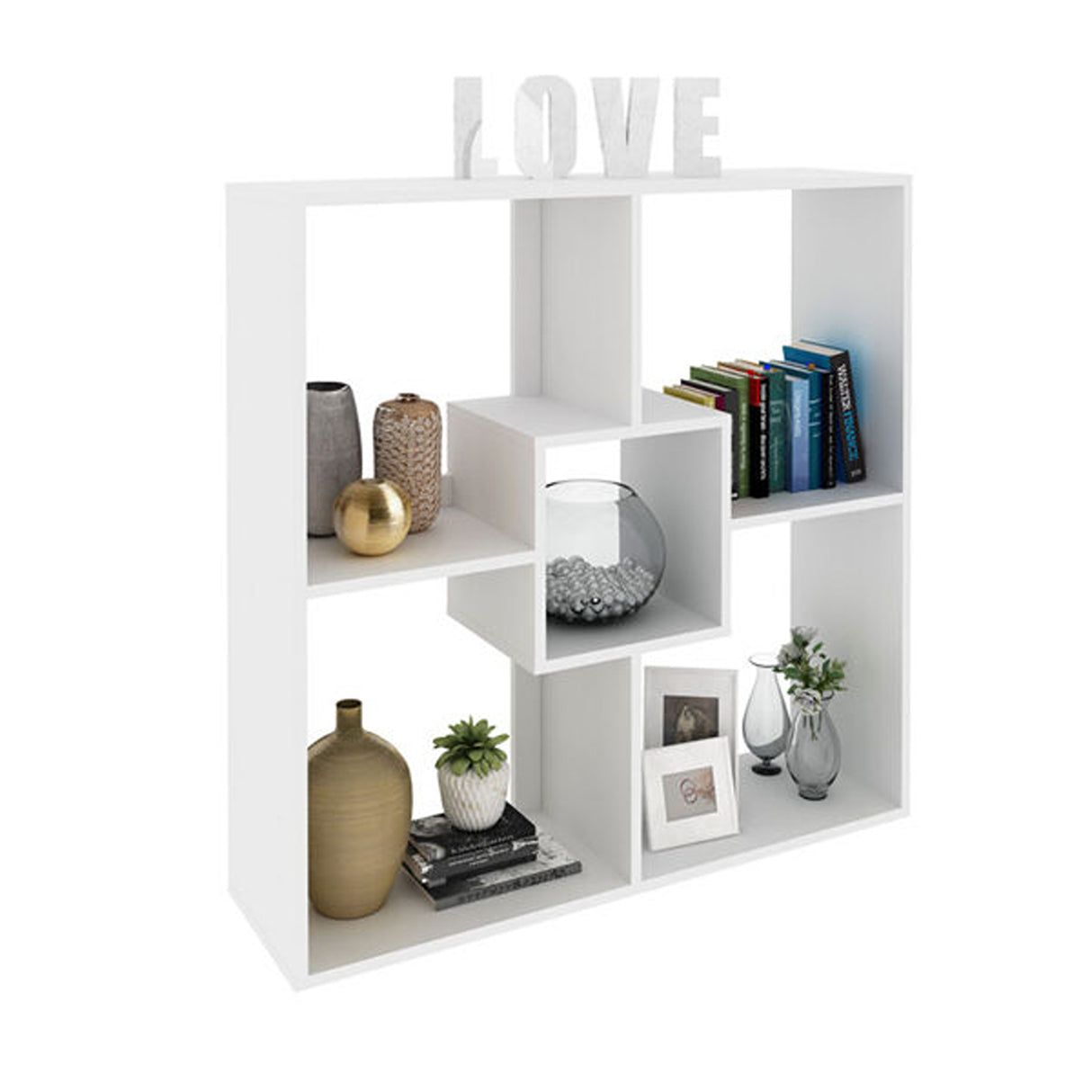 Estante Gracia Blanco 90x90cm con Cinco Entrepaños