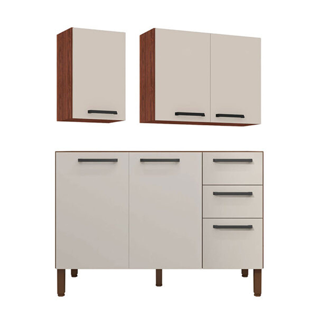 Cocina Modular Canna Café y Blanco 120X144.5cm sin Mesón y sin Pozuelo