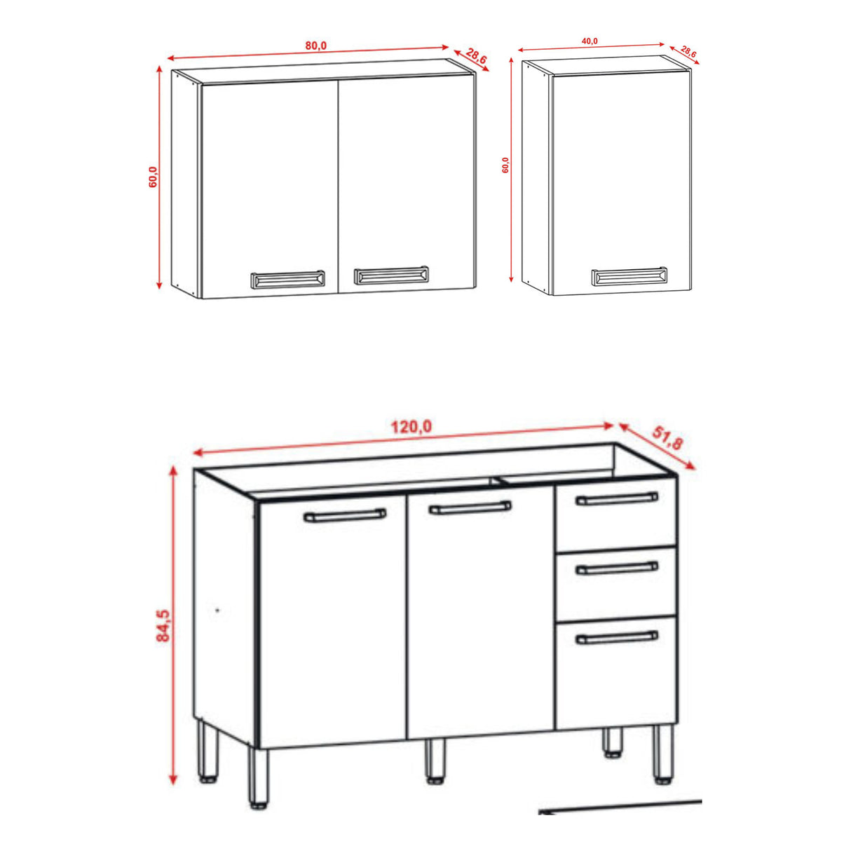 Cocina Modular Canna Café y Blanco 120X144.5cm sin Mesón y sin Pozuelo
