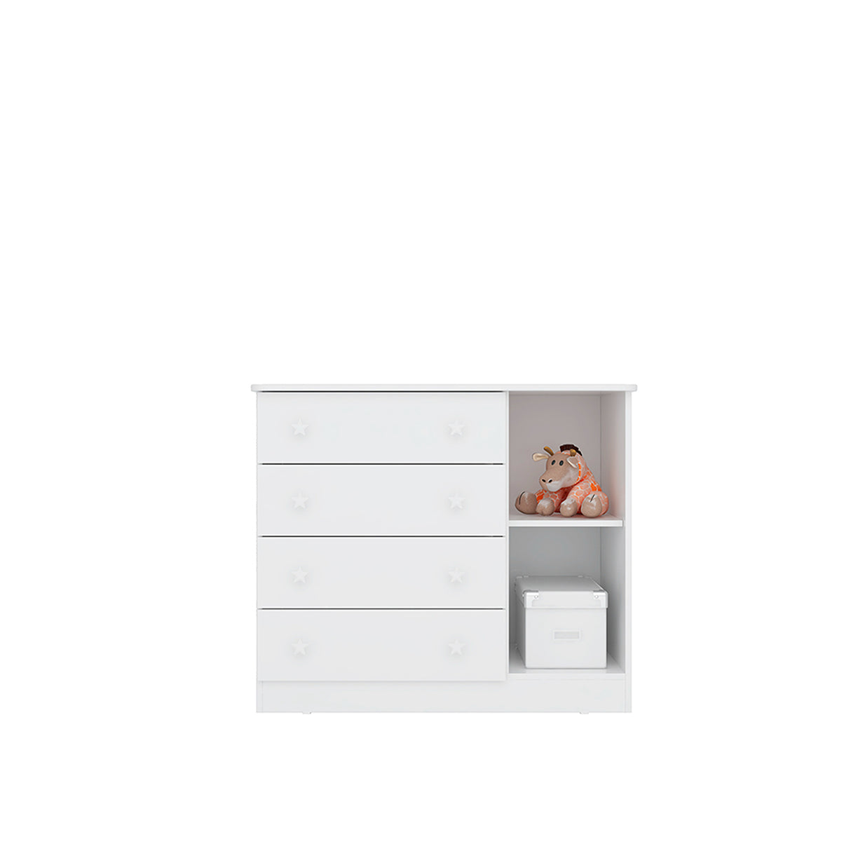 Cómoda San Pablo Blanco 93x79cm de Cuatro Hileras con Cuatro Cajones