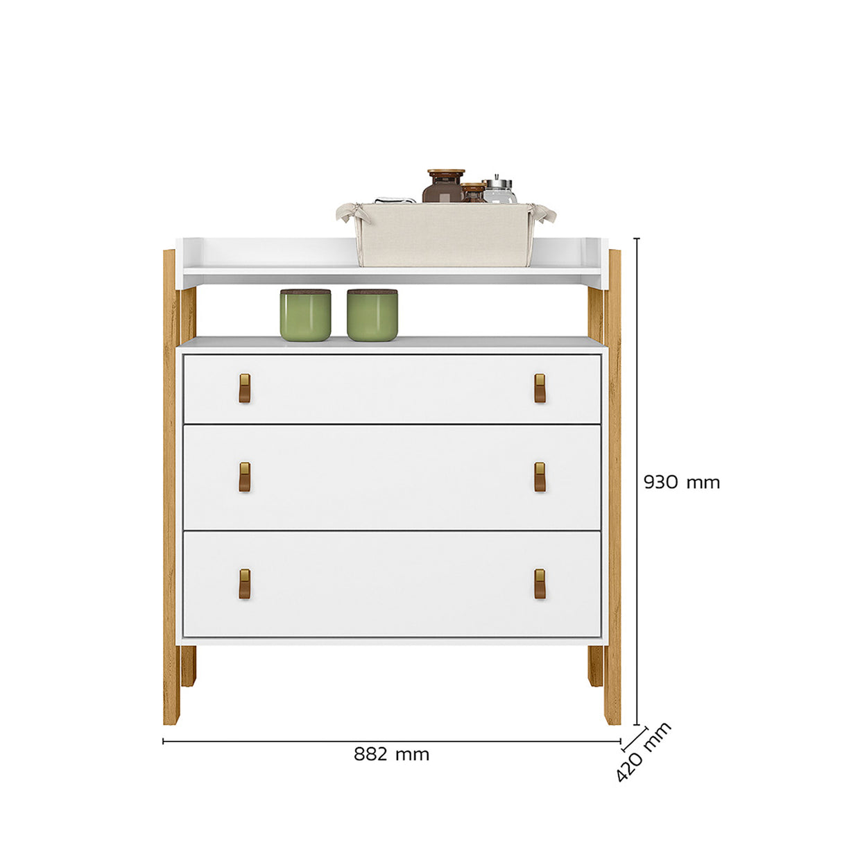 Cómoda Fantasia Blanco 88.2x93cm de Tres Hileras con Tres Cajones