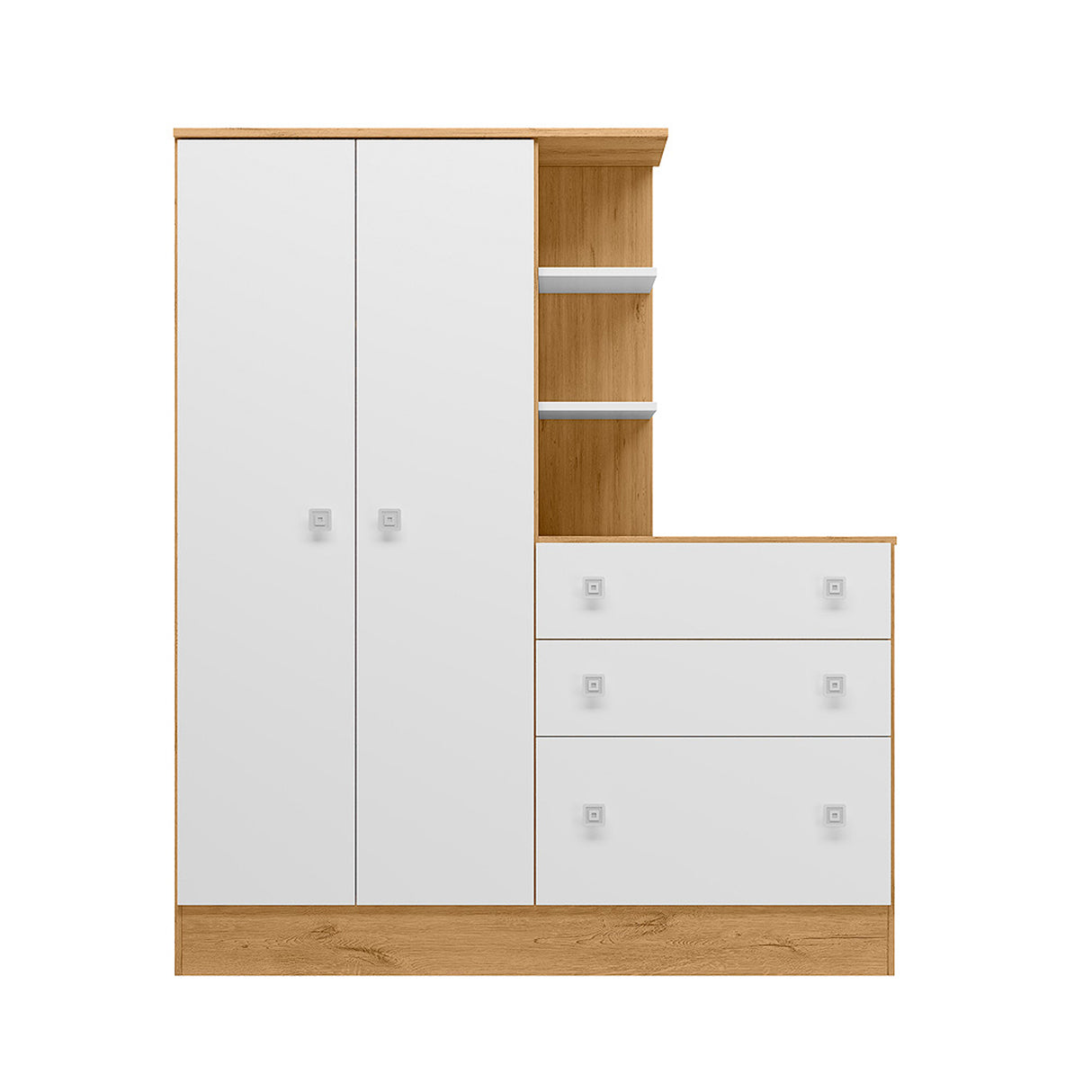 Cómoda con Closet Madrid Blanco y Almendra 120.6x141.8cm de Tres Hileras con Tres Cajones