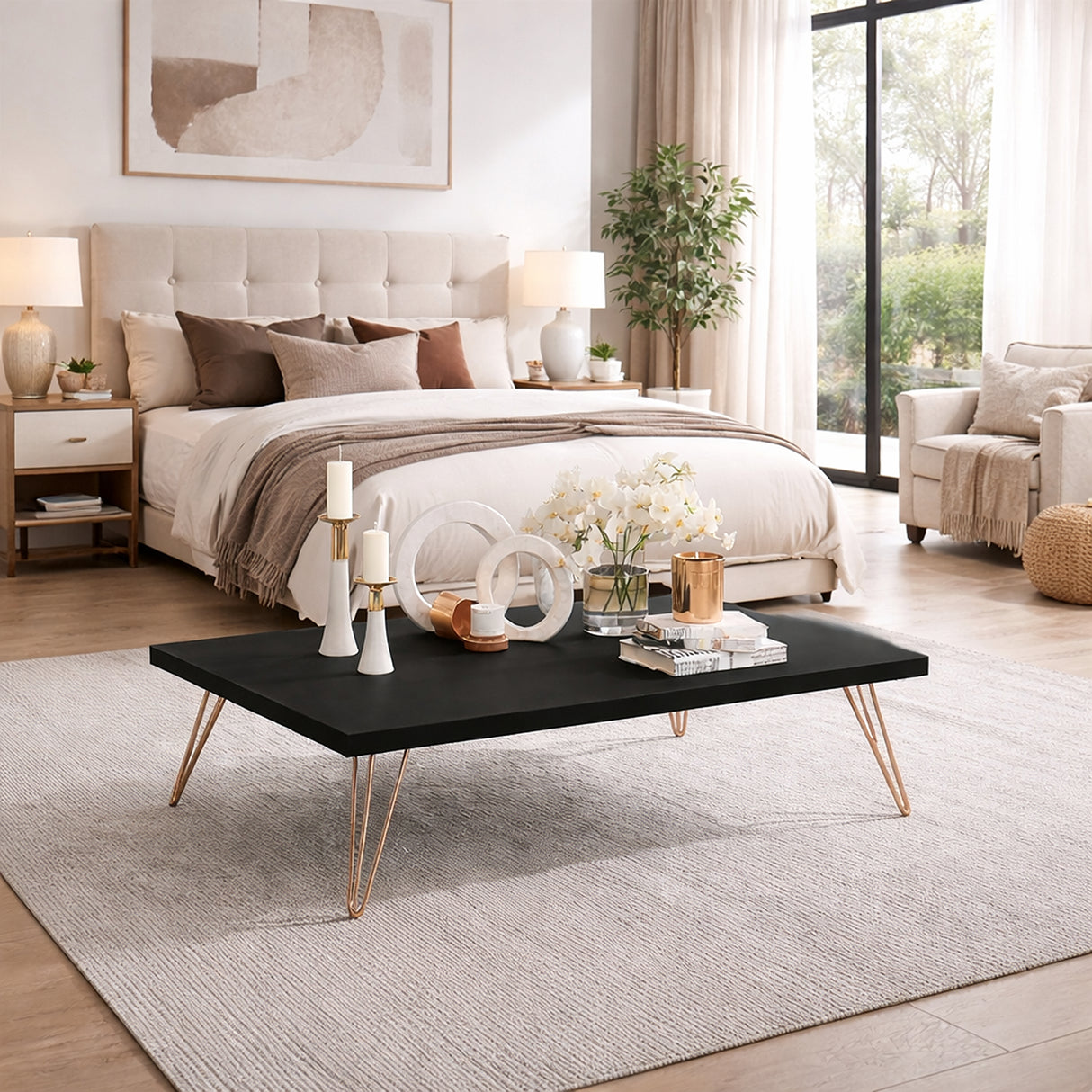 Mesa de centro Espana Negro 90x22cm Rectangular con Patas