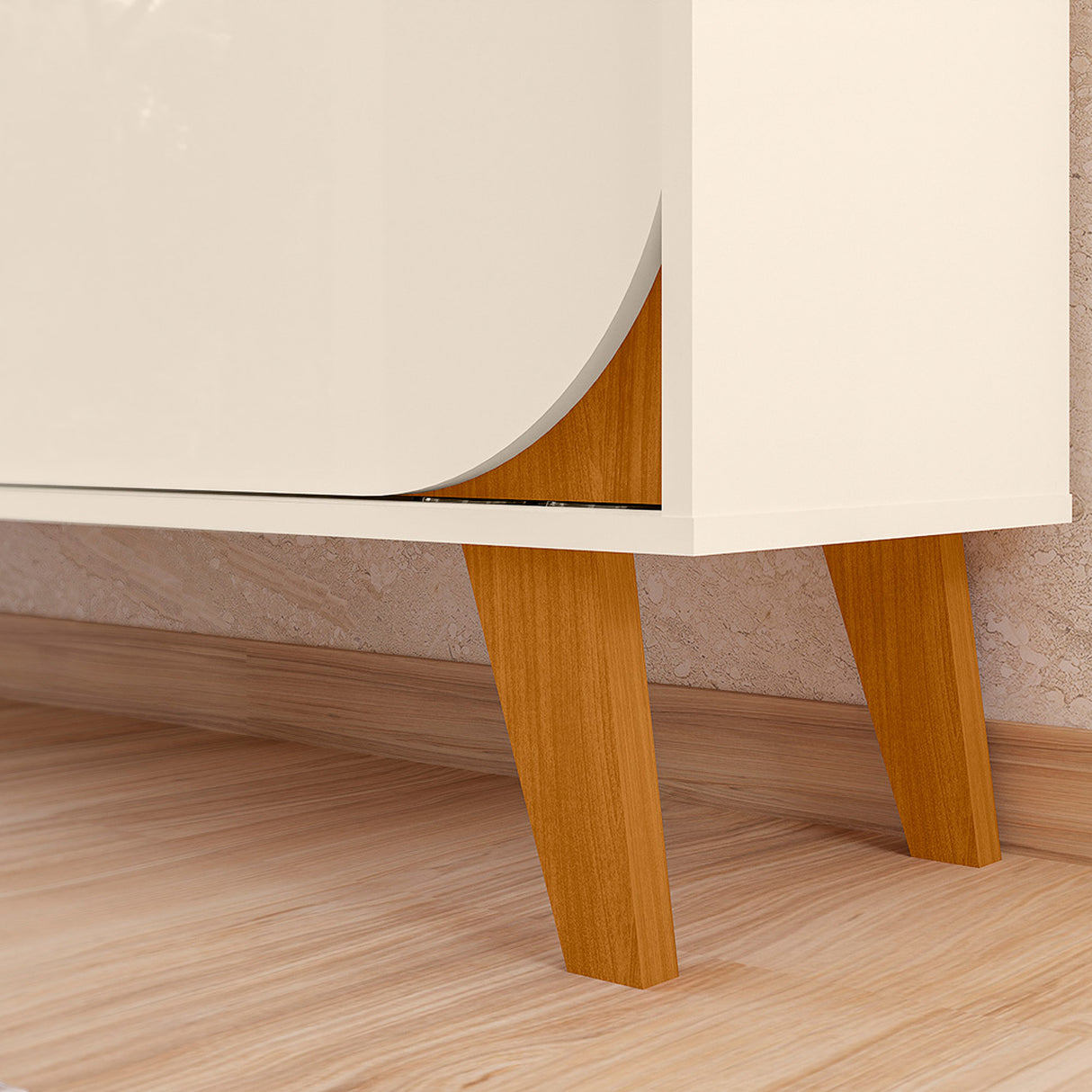 Combo Mueble y Panel de TV Juna Canela y Blanco 182x98.5cm para TV Hasta 65" Pulgadas con Dos Compartimientos y con Dos Cajones