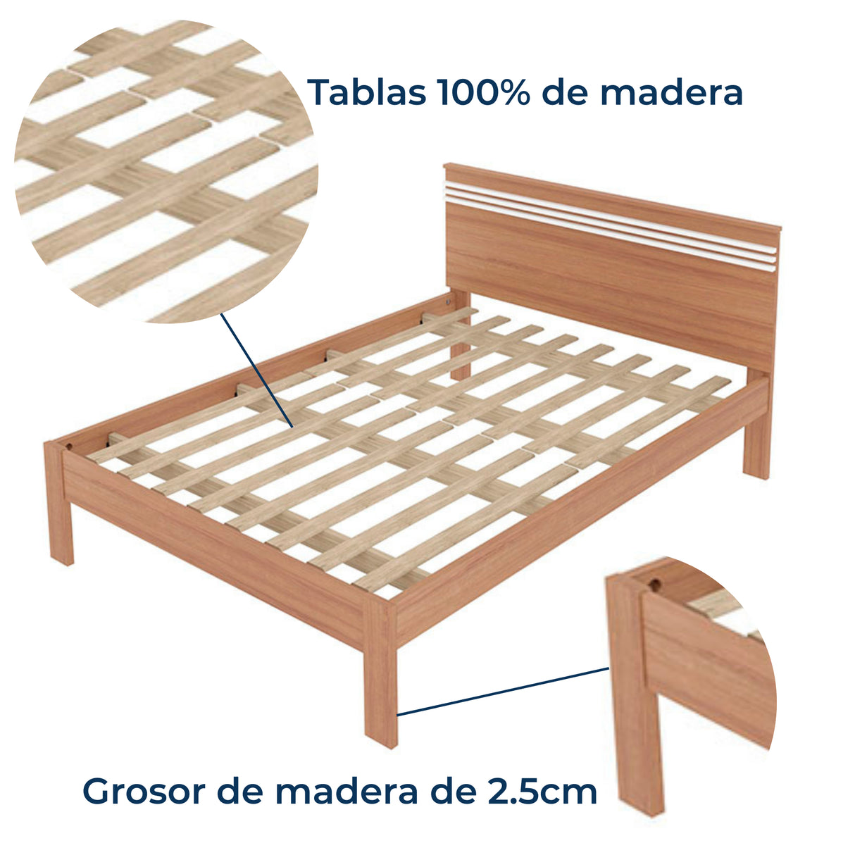 Combo Base Cama y Colchón Kaia Almendra 148.6x93cm para Colchon Doble 140 X 190 Cm